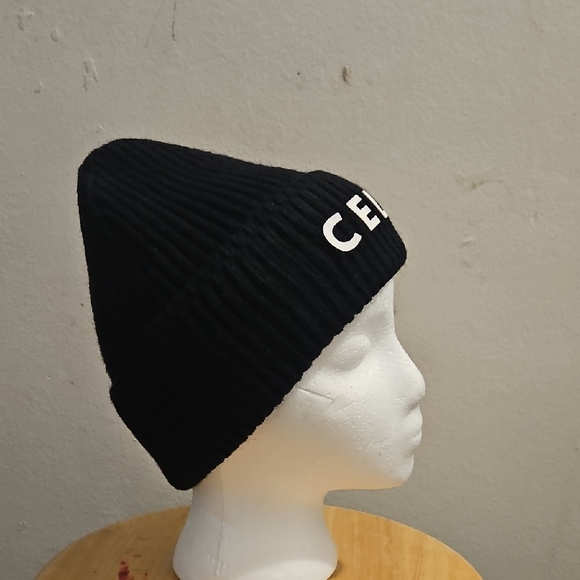 Celine Black Ribbed Beanie - Picture 2 of 6
